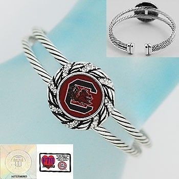 South Carolina Gamecocks Cuff Bracelet With Round Swirl Accent