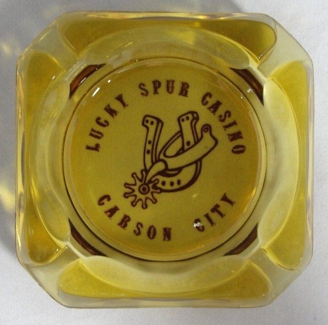 Vtg Lucky Spur Casino Carson City Nevada Yellow Glass Ashtray 