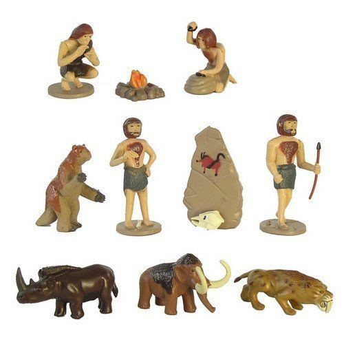 CAVEMEN ICE AGE VINYL 2 FIGURE LOT CAVE PEOPLE SET NEW