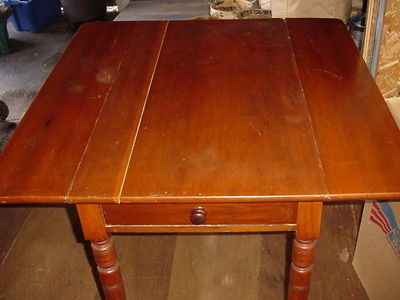 Antique Regency Cherry Drop Leaf Table; Circa 1830   1840; w/sngl 