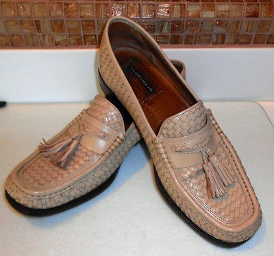 FLORSHEIM SHOES TAN WOVEN TASSEL ELEGANT MINT EUC ITALY 10.5 D 