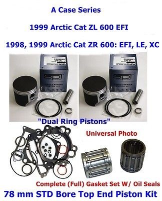 1998 1999 Arctic Cat 600 ZR 78 mm STD Pistons Bearings Full Gasket w 
