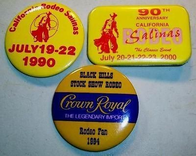 Rodeo Pinbacks 1990,& 2000  Salinas,California & 1994 Black Hills 