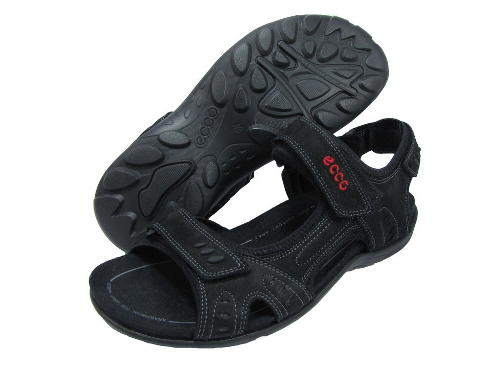 Ecco Mens All Terrain Lite Black Red Casual Strap Sporty Trail Sandals 