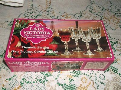 VINTAGE SET OF 4 LADY VICTORIA CRYSTAL STEM WARE