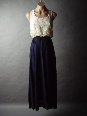 Ivory Embroidered Lace Romantic Boho Bohemian Twofer Blouson Long Maxi 