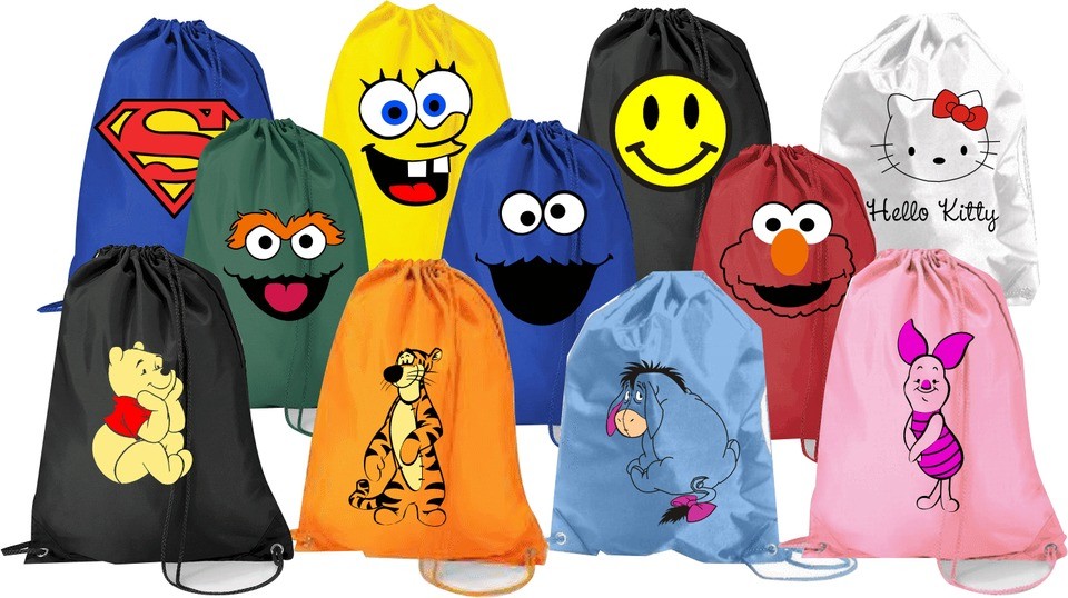 Childrens school bags pe gym swimming sports kids characters free name 