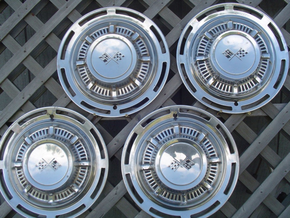 1959 CHEVROLET IMPALA HUBCAPS WHEEL COVERS CENTER CAPS ANTIQUE VINTAGE 