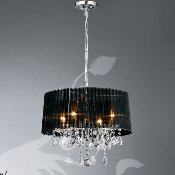 New Glass Crystal 4*40w Lamps Chandelier Fabric Shade 4 Colors Ceiling 