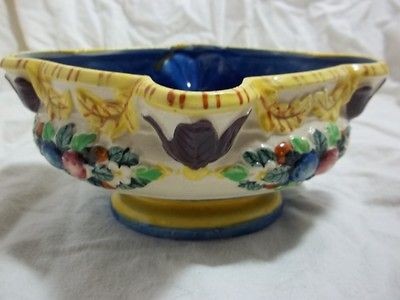 Vintage Japan Maruhon Ware Planter Embossed Fruit Leaf Circle with K 