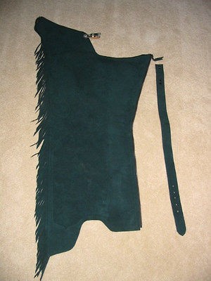   /Youth Horse Western Hobby DARK Green Ultra Suede Chaps w/Belt   Sm