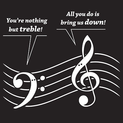 NOTHING BUT TREBLE T shirt bass clef music notes band geek CHOOSE SIZE 