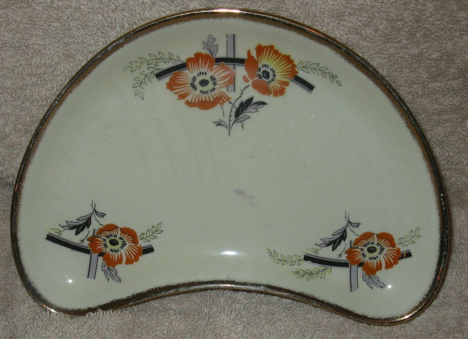 VINTAGE HAND PAINTED MORLEY WARE CHINA GOLD TRIMMED CRESCENT POPPY 