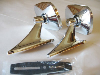 VINTAGE CHROME OBLONG MIRRORS CLASSIC MUSCLECAR RESTOMOD HOTROD 