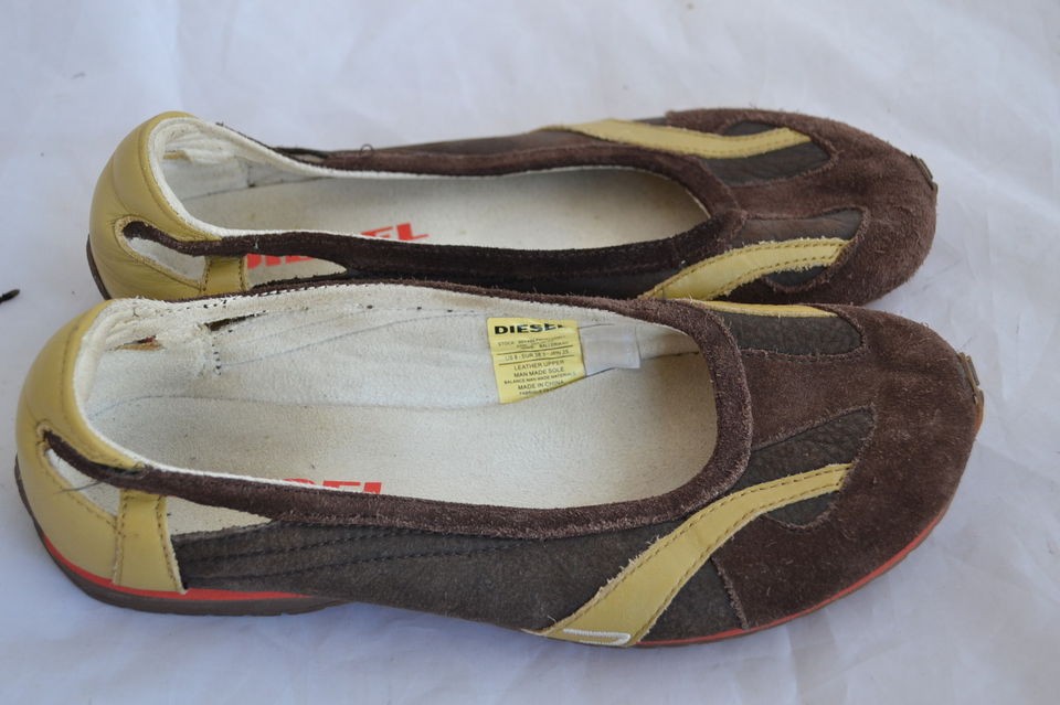 DIESEL SHOES FLAT BROWN WOMEN SIZE 8