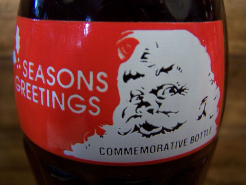 CHRISTMAS 1991, SEASONS GREETINGS, SANTA CLAUS, 8 Oz. Coke 