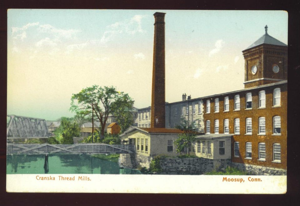 MOOSUP, CT ~ PANORAMIC VIEW OF CRANSKA THREAD MILLS ~ c.1906