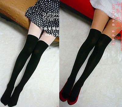 Fashional Whtie Black Two Color Tone Elastic Pantyhose Tights #Q33 