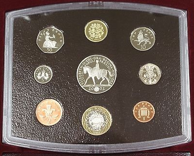 2002 United Kingdom Proof Set, Gem Coins, 9 Coins Total, W/ Golden 