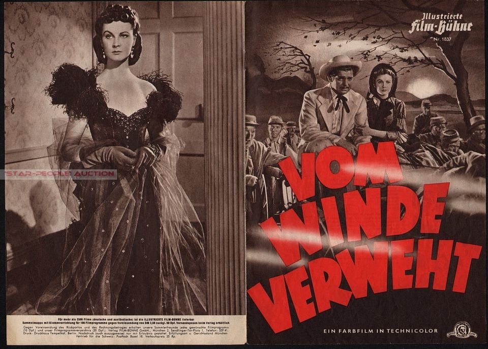 CLARK GABLE   VIVIEN LEIGH   GONE WITH THE WIND * RARE GERMAN PROGRAM