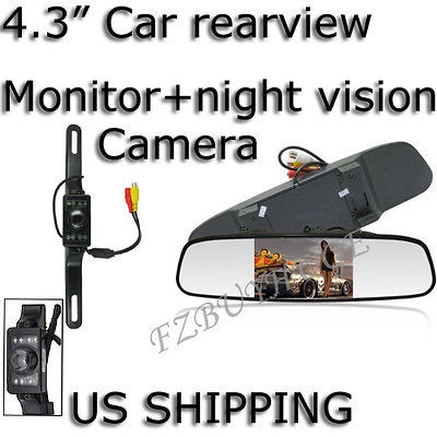   Digital Screen Car Rear View Mirror monitor + 7LEDs CMOS/CCD camera