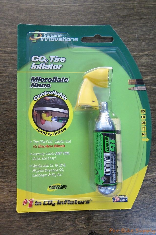 Genuine Innovations Microflate Nano Inflator + 16g Co2 Cartridge