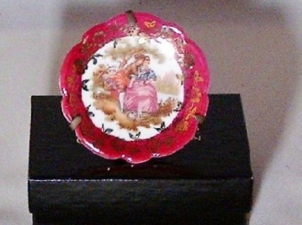 MINIATURE BARDET LIMOGES, FRANCE PLATE, BY FRAGONARD ROMANTIC SCENE 