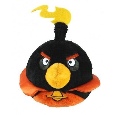 ANGRY BIRDS SPACE PLUSH Black Fire Bomb Bird   LICENSED 5 New With 