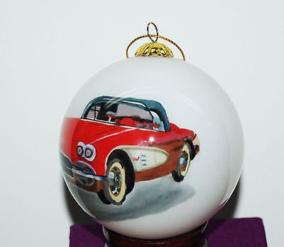 CORVETTE, 1960, ANTIQUE CAR COLLECTIBLE GLASS ORNAMENT