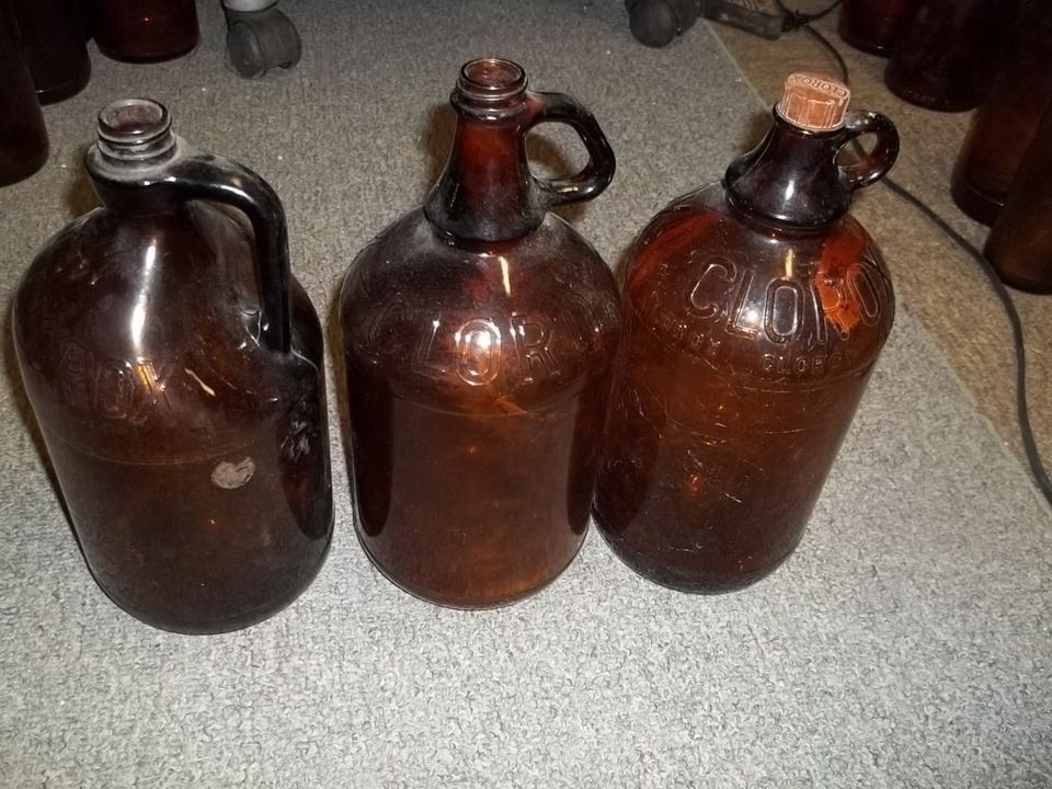 Vintage Assorted Style Clorox Bleach Brown Empty Bottle Half Gallon 