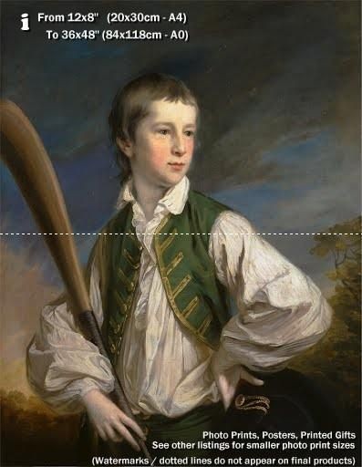 Charles Collyer As Boy With Cricket Bat Francis Cotes 1766 Vintage Art 