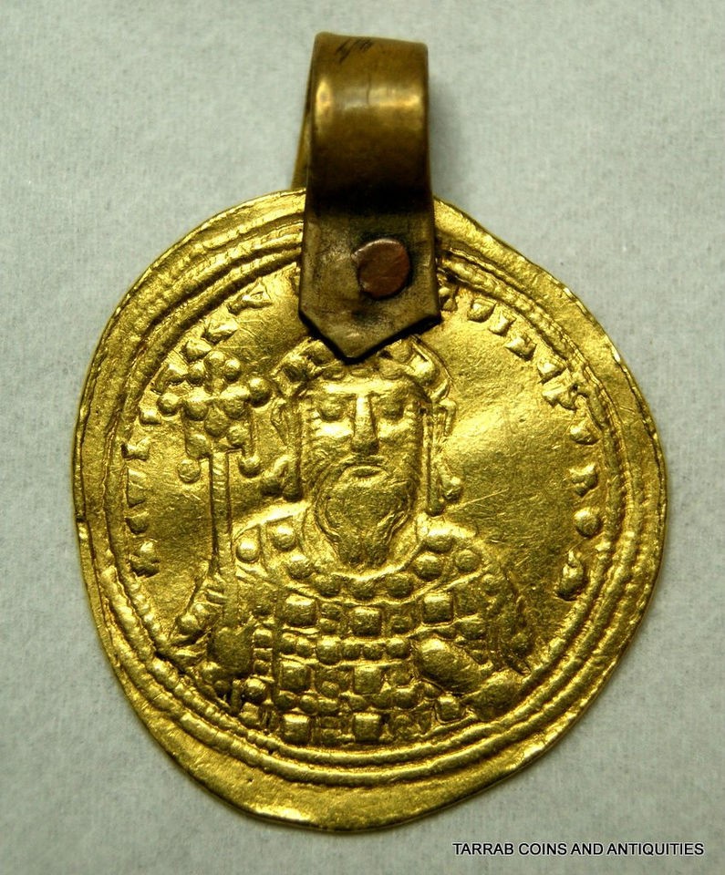 ANCIENT BYZANTINE GOLD COIN PENDANT CONSTANTINE VIII 