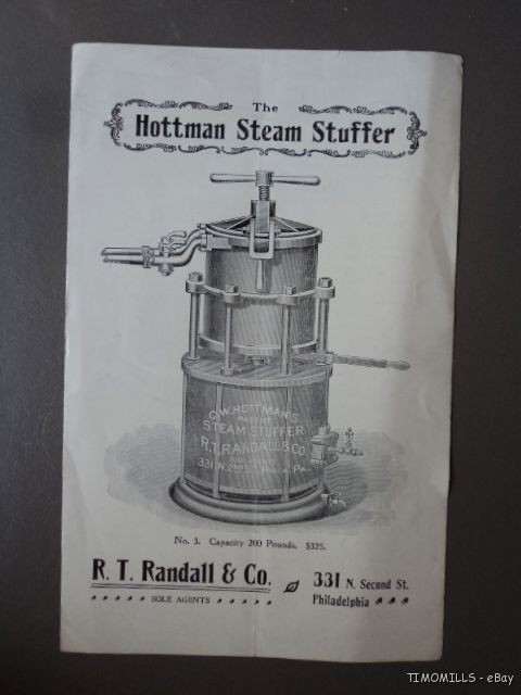 Antique Hottman Steam Power Sausage Stuffer Catalog Brochure Meat 