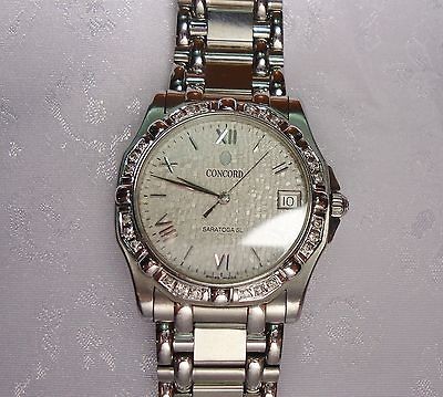 Concord Saratoga SL silver MOSAIC face with Diamond Bezel