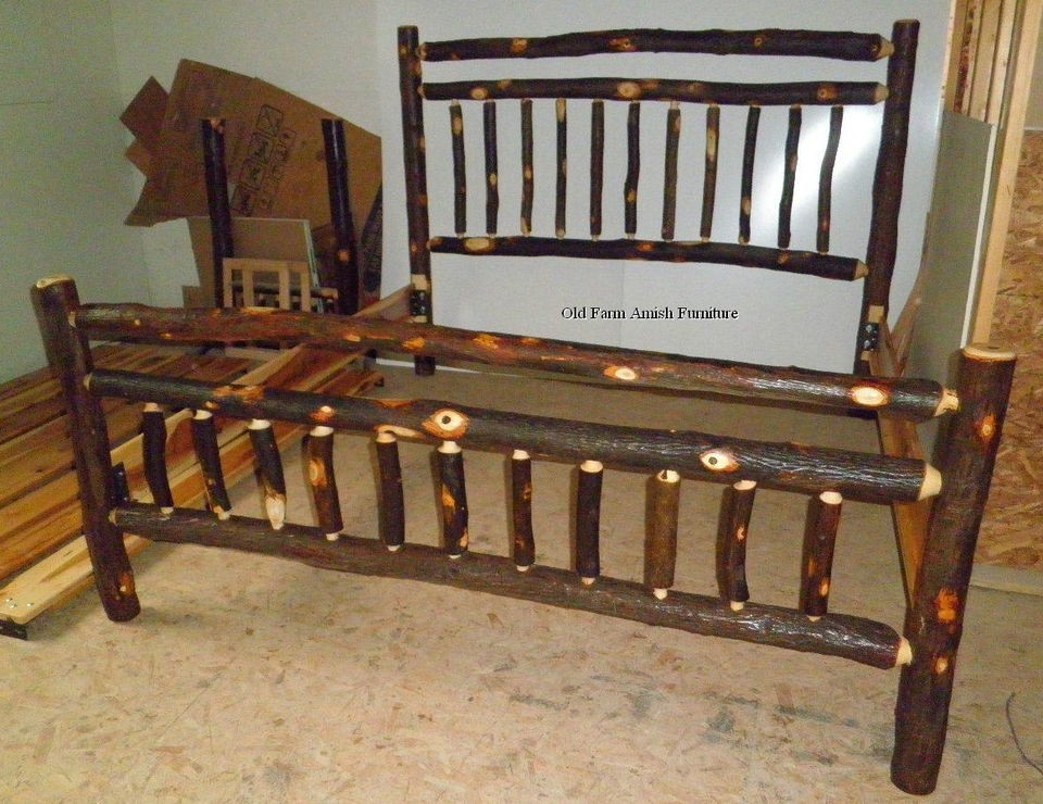 Hickory Rustic Log Bed   Amish   Mission or Wagon Wheel Style All 