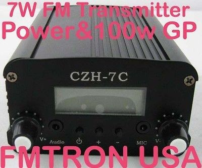   7W FM Stereo Transmitter come with powe + 100w GP antenna USA SELLER