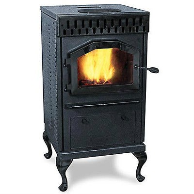     ANTIQUE TECHNOCRAT MULTIFUEL STOVE, 40,000 BTU Corn Wood Pellets