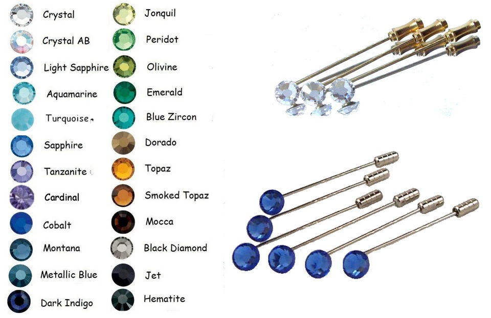   Set Wedding Crystal 7mm Tie Cravat Pins made with SWAROVSKI ELEMENTS