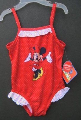 SIZE 2T 3T 4T Red Polka Dot MINNIE MOUSE Girls Swimsuit 1 Pc DISNEY