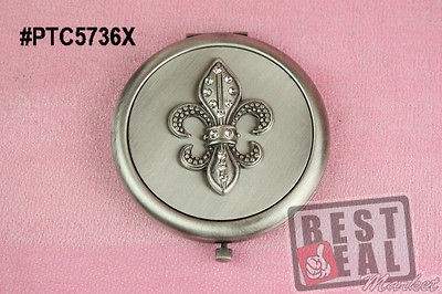 Pewter Fleur de Lis Compact Pocket Mirror PTC5736X