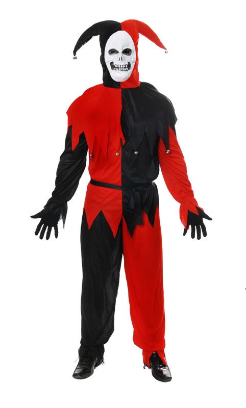 Scary Jester Halloween Medieval Mens Boys Kids Adult Fancy Dress 