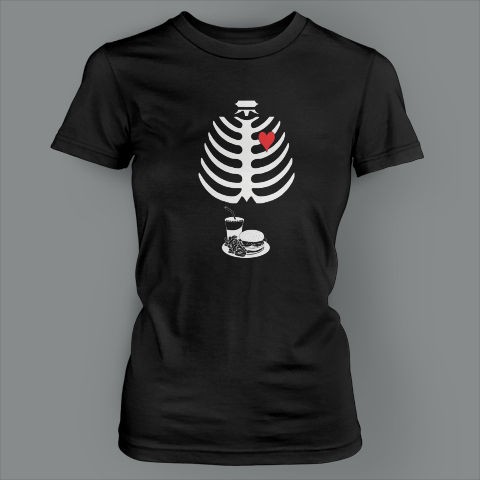   Food Skeleton Funny Humor maternity Halloween Costume Ladies T Shirt