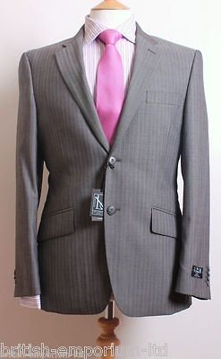 BNWT New & Lingwood Grey Herringbone & Pink Pinstripe Suit Uk 42Reg