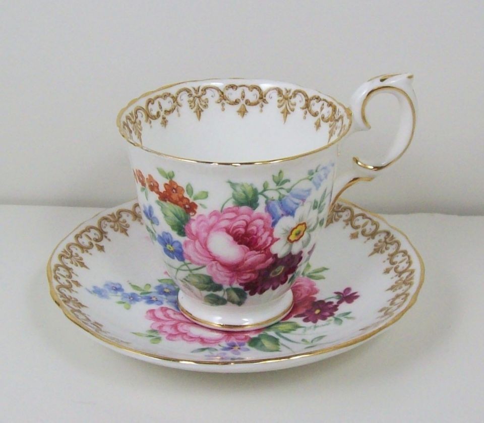 Vintage Crown Staffordshire Englands Bouquet Tea Cup with Saucer 