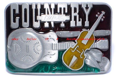 BBG1774J COUNTRY MUSIC VIOLIN GUITAR WESTERN MUSIC LOVER BELT BUCKLE