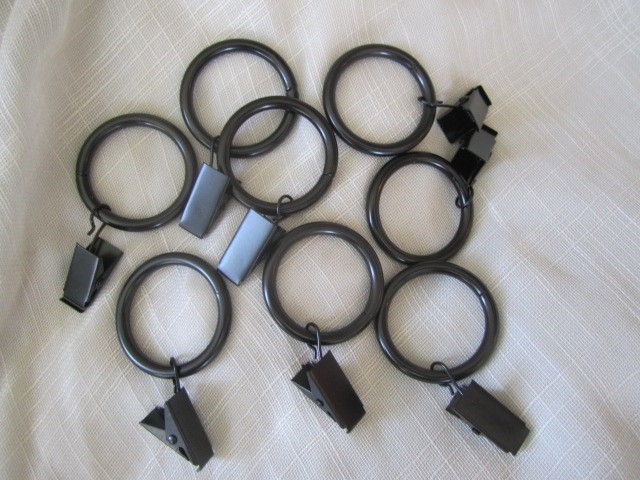 Metal Curtain Drapery Rings with Clips, 8 PK, NEW, 1 Inner Diameter