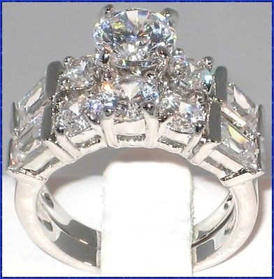   Ct. CZ Platinum EP Bridal Engagement Wedding Ring Set   SIZE 6