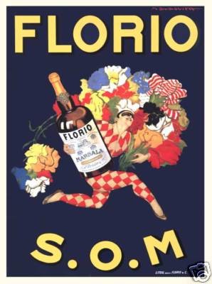 Florio S O M Italian liqueur Harlequin poster print