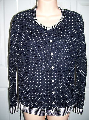 EMMA JAMES Womens Black White Polka Dot Twin Set Sweater Vest 