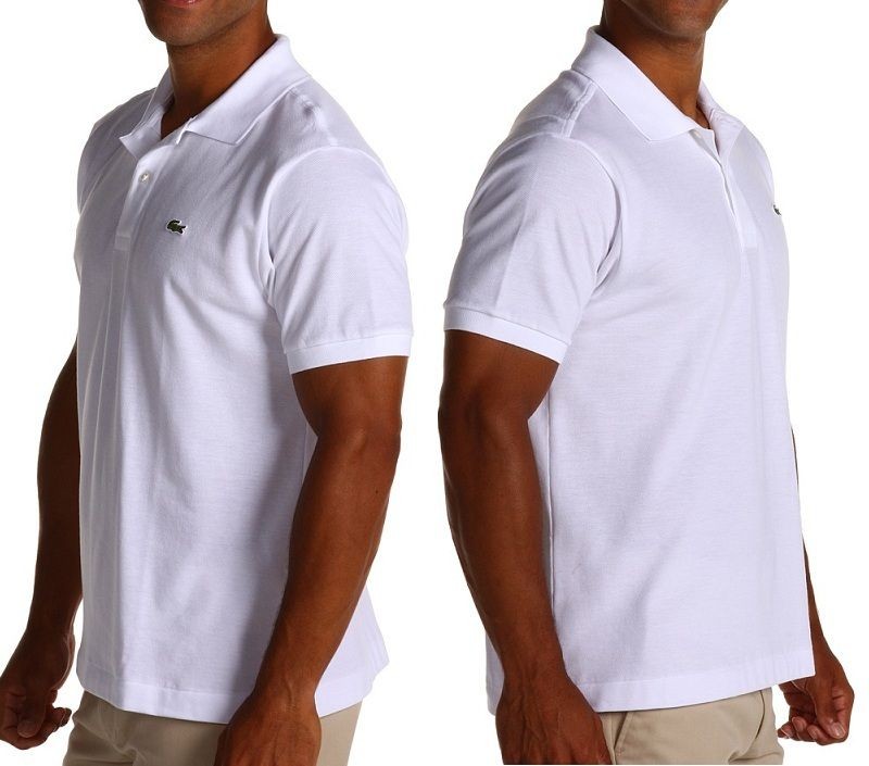   BRAND MENS White Classic Croc Logo Embroidery Polo Shirts S M L XL